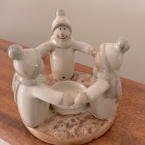 Votive holder Circle of Snowmen Exc Cond PO
